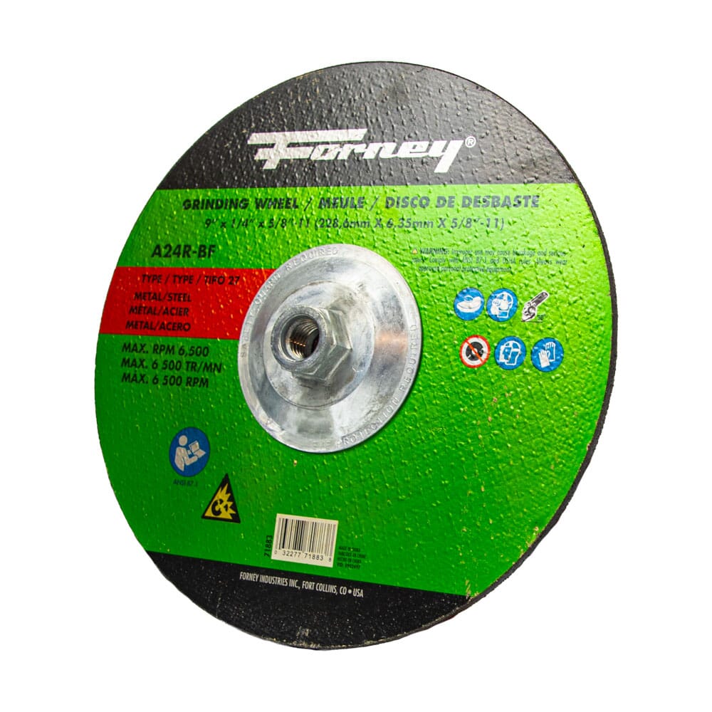Grinding Wheel, Metal, Type 27, 9 in x 1/4 in x 5/8 in-11